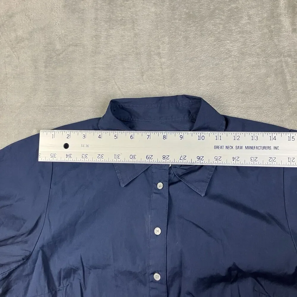 J Crew Tall Embroidered Shirt Dress Womens Blue Cotton Poplin Preppy Coastal